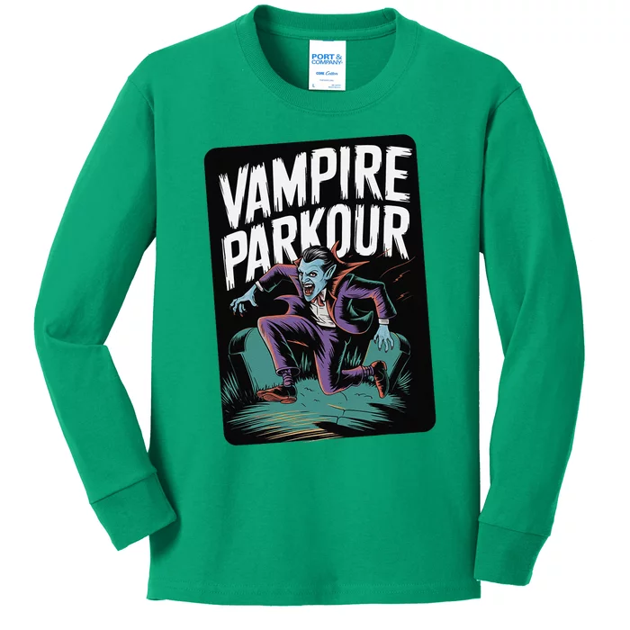 Vampire Parkour Urban Style Flow Athlete Halloween Kids Long Sleeve Shirt