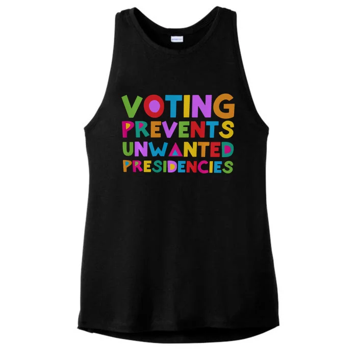 Voting Prevents Unwanted Presidencies Ladies Tri-Blend Wicking Tank