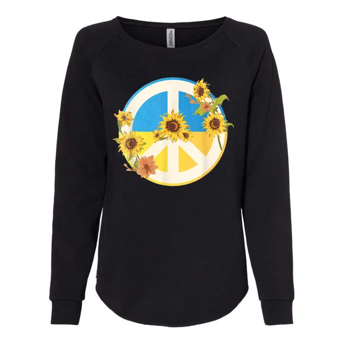 Vintage Peace Ukraine Sunflower Womens California Wash Sweatshirt