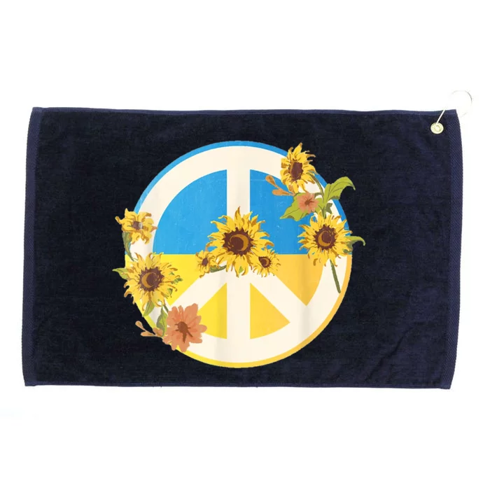 Vintage Peace Ukraine Sunflower Grommeted Golf Towel