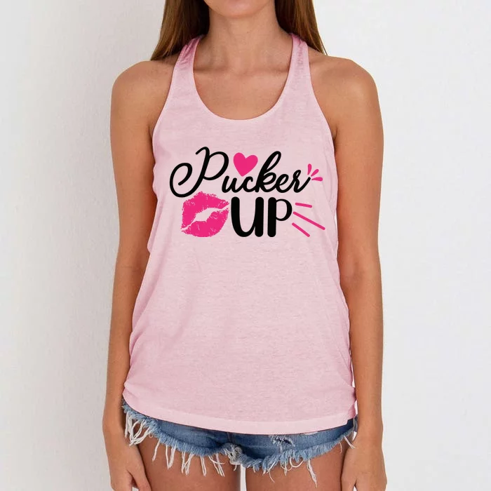 Valentine Pucker Up Women's Knotted Racerback Tank