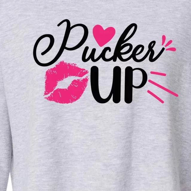 Valentine Pucker Up Cropped Pullover Crew