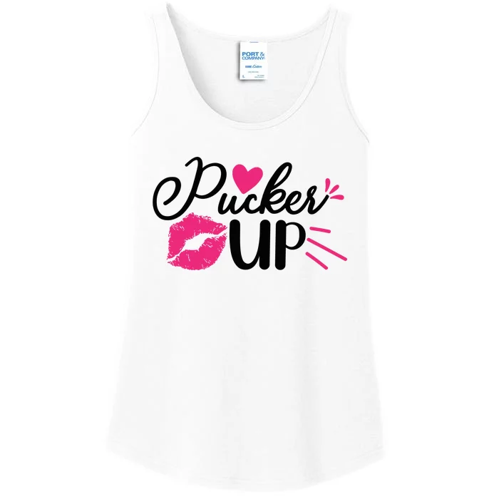 Valentine Pucker Up Ladies Essential Tank