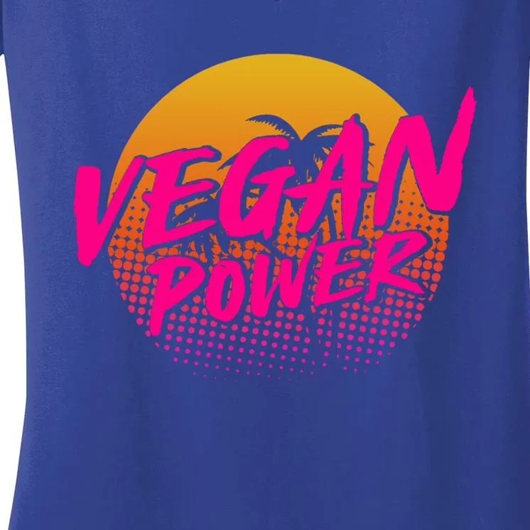 Vegan Power Veggie Vegetables Veganism Vegetarian Gift Women's V-Neck T-Shirt