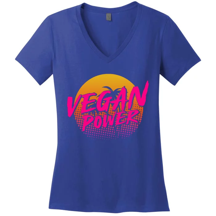 Vegan Power Veggie Vegetables Veganism Vegetarian Gift Women's V-Neck T-Shirt