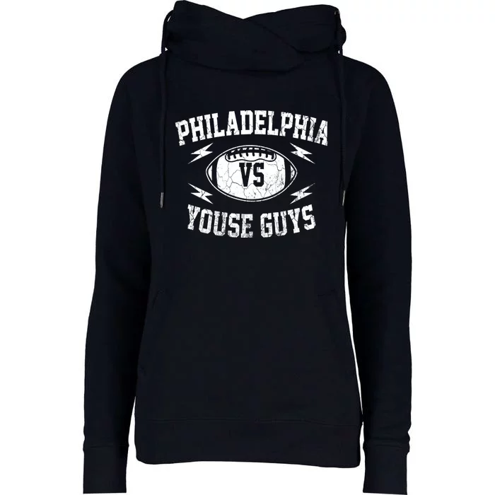 Vintage Philadelphia Vs Youse Guys Funny Philly Slang Retro Womens Funnel Neck Pullover Hood