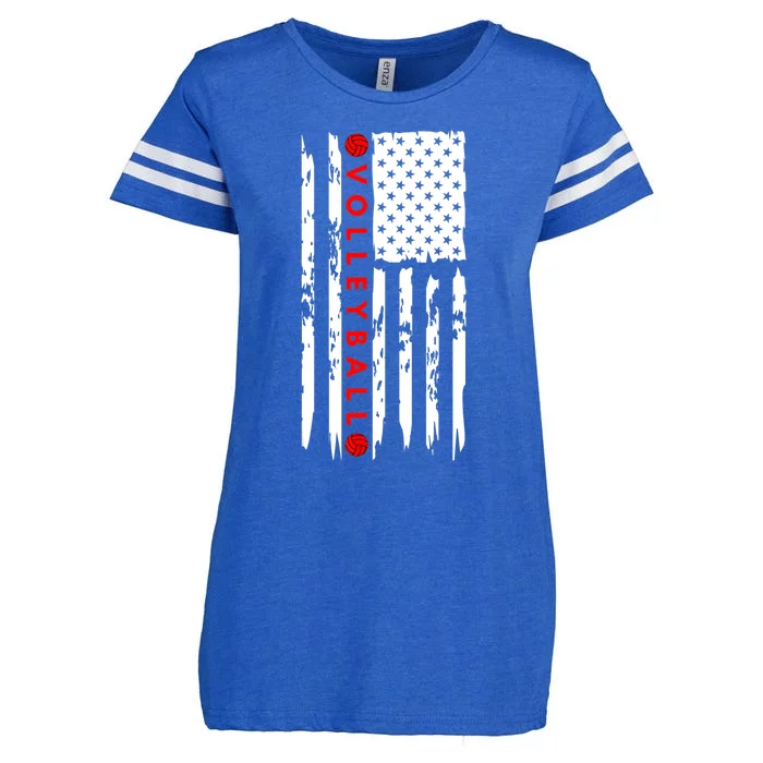 Volleyball Player Vintage American Flag Enza Ladies Jersey Football T-Shirt