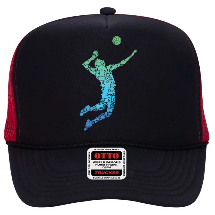 Volleyball Player High Crown Mesh Trucker Hat