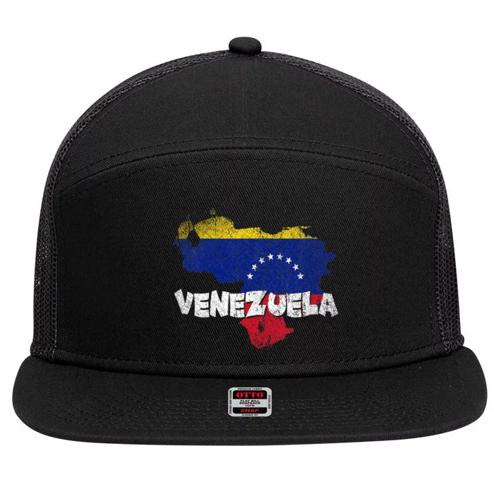 Venezuela Pride Venezuelan Flag Caracas Gift Venezuela 7 Panel Mesh Trucker Snapback Hat