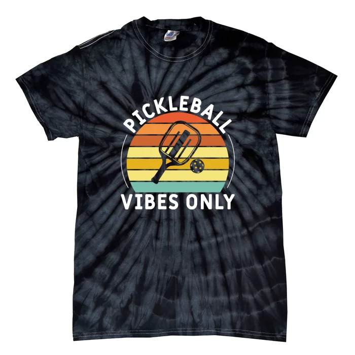 Vintage Pickleball Vibes Only Gift Pickleball Paddles Tie-Dye T-Shirt