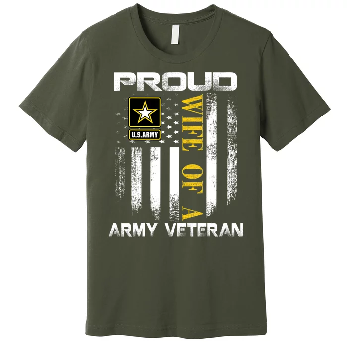 Vintage Proud Wife Of A Army Veteran With American Flag Premium T-Shirt