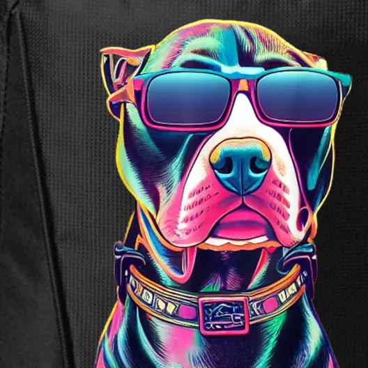 Vibrant Pitbull Wearing Sunglasses City Backpack