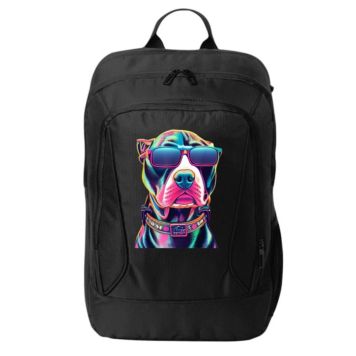 Vibrant Pitbull Wearing Sunglasses City Backpack