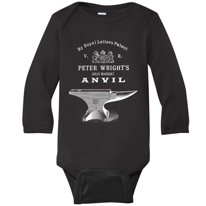 Vintage Peter Wright Anvil Blacksmithing Baby Long Sleeve Bodysuit