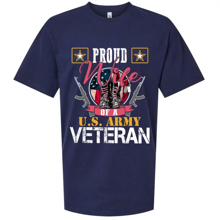 Vintage Proud Wife Of A U S Army Veteran Gift Mom Dad Gift Sueded Cloud Jersey T-Shirt