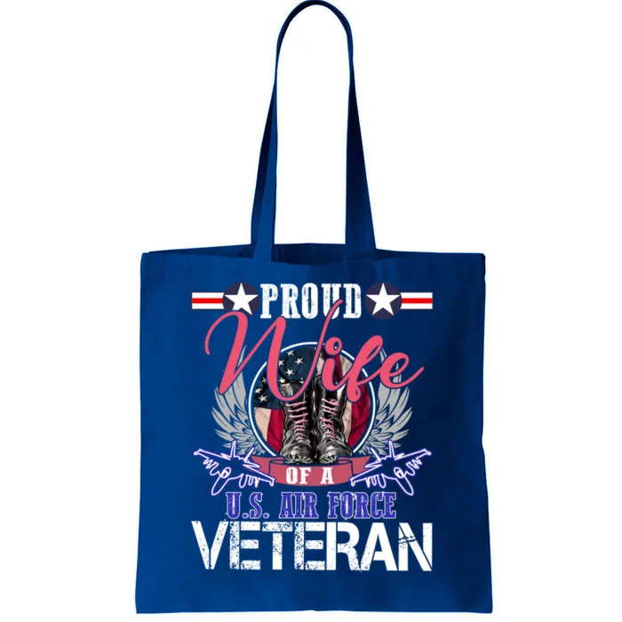 Vintage Proud Wife Of A U S Air Force Veteran Gift Mom Dad Cute Gift Tote Bag