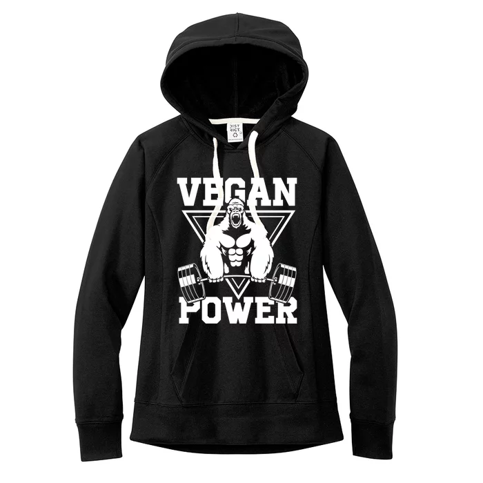 Vegan Power Workout Muscle Gorilla Bodybuilding Women's Fleece Hoodie