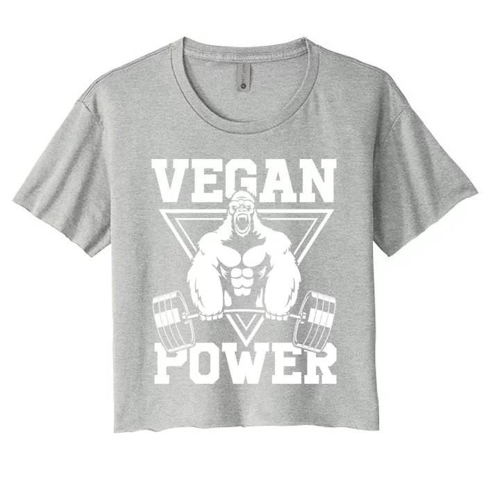 Vegan Power Workout Muscle Gorilla Bodybuilding Women's Crop Top Tee