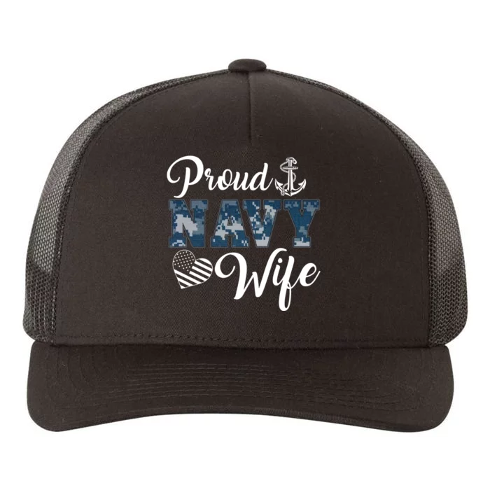 Vintage Proud Wife Of A Navy For Veteran Gift Yupoong Adult 5-Panel Trucker Hat