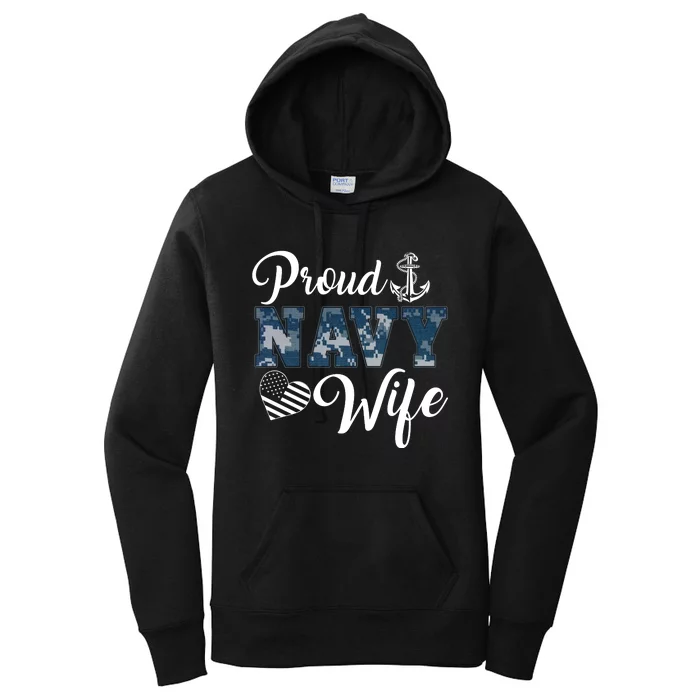 Vintage Proud Wife Of A Navy For Veteran Gift Women's Pullover Hoodie