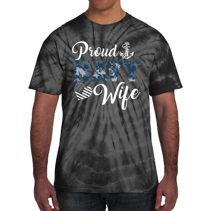 Vintage Proud Wife Of A Navy For Veteran Gift Tie-Dye T-Shirt