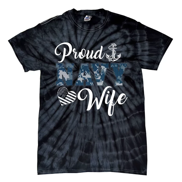 Vintage Proud Wife Of A Navy For Veteran Gift Tie-Dye T-Shirt