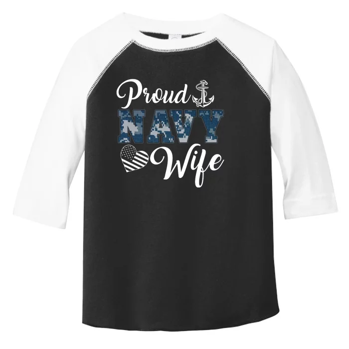 Vintage Proud Wife Of A Navy For Veteran Gift Toddler Fine Jersey T-Shirt