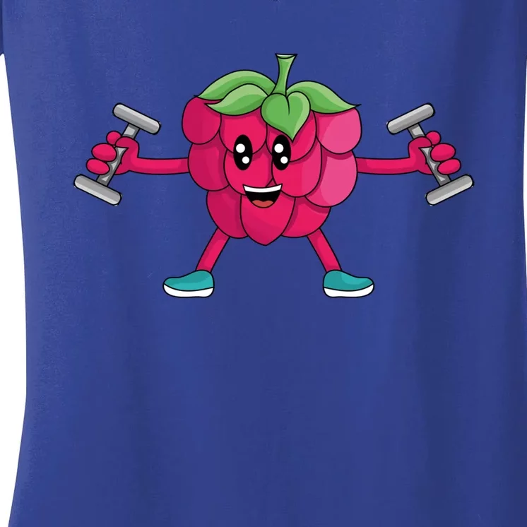 Veggie Power Workout Raspberry Fun Raspberry Raspberry Gift Women's V-Neck T-Shirt