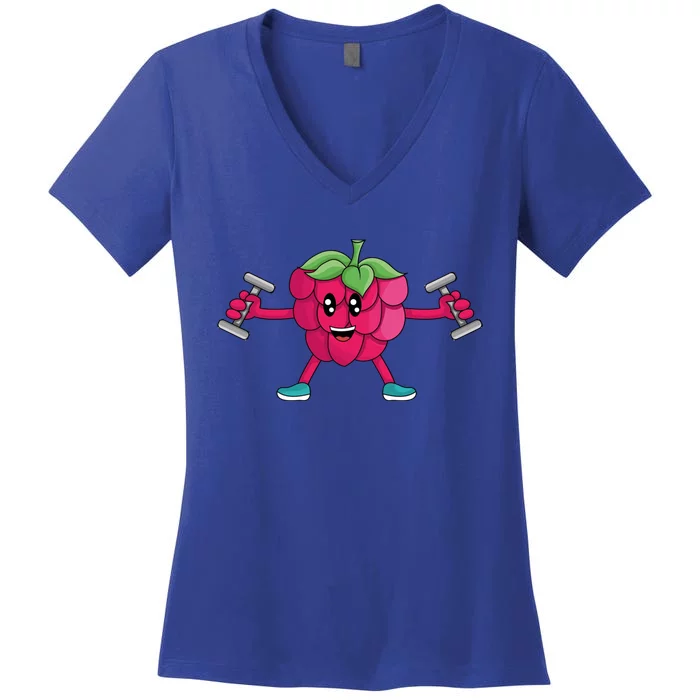 Veggie Power Workout Raspberry Fun Raspberry Raspberry Gift Women's V-Neck T-Shirt