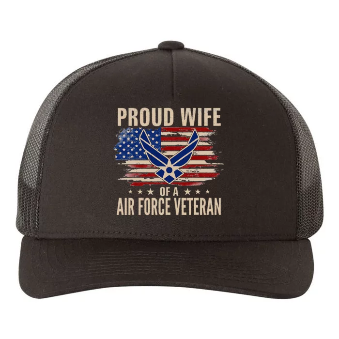 Vintage Proud Wife Of A Air Force Veteran American Flag Yupoong Adult 5-Panel Trucker Hat