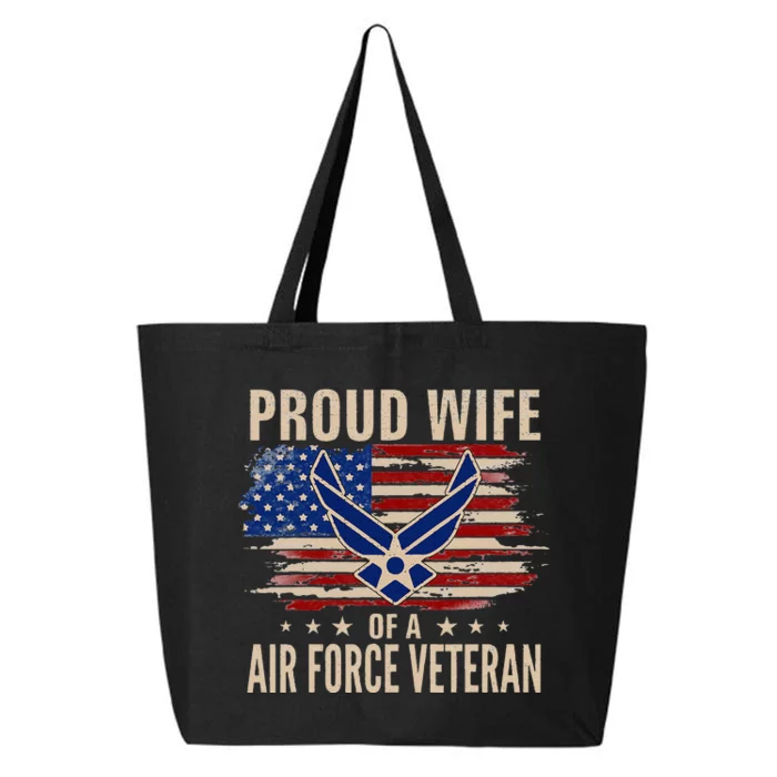 Vintage Proud Wife Of A Air Force Veteran American Flag 25L Jumbo Tote