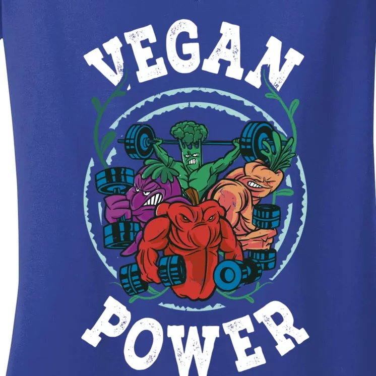 Vegan Power Workout Vegetable Vegan Day Vegetarian Gift Women's V-Neck T-Shirt