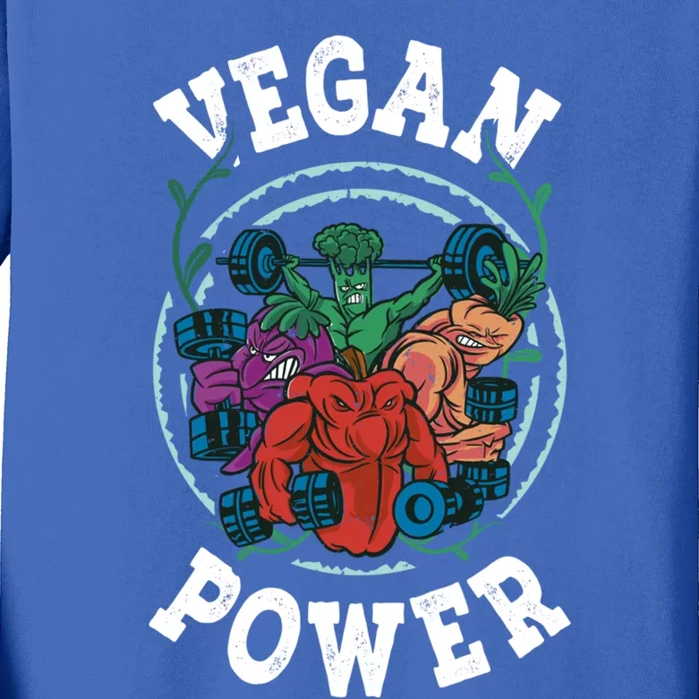 Vegan Power Workout Vegetable Vegan Day Vegetarian Gift Kids Long Sleeve Shirt