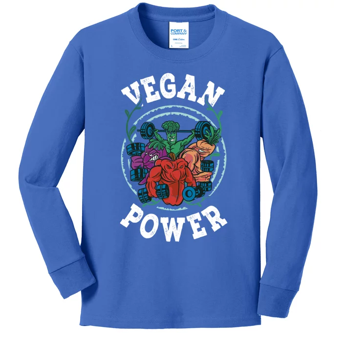 Vegan Power Workout Vegetable Vegan Day Vegetarian Gift Kids Long Sleeve Shirt