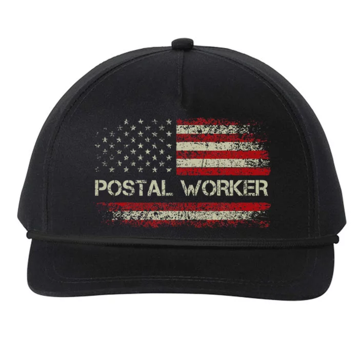 Vintage Postal Worker American Flag Us Postal Service Snapback Five-Panel Rope Hat