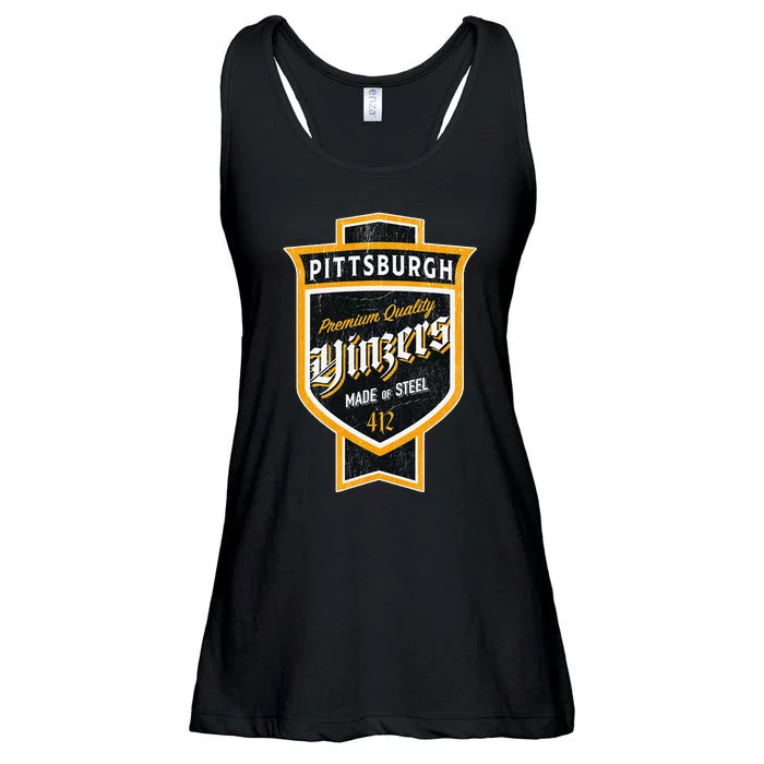 Vintage Pittsburgh Yinzer Beer Label Yinzer Pride Ladies Essential Flowy Tank