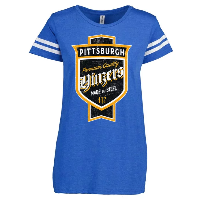 Vintage Pittsburgh Yinzer Beer Label Yinzer Pride Enza Ladies Jersey Football T-Shirt