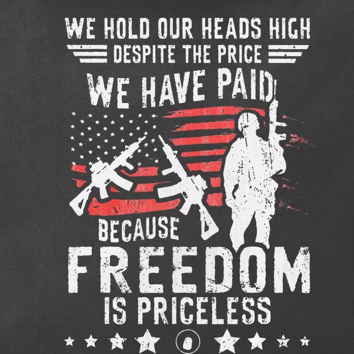 Veterans Quote Because Freedom is Priceless 4th of July Zip Tote Bag