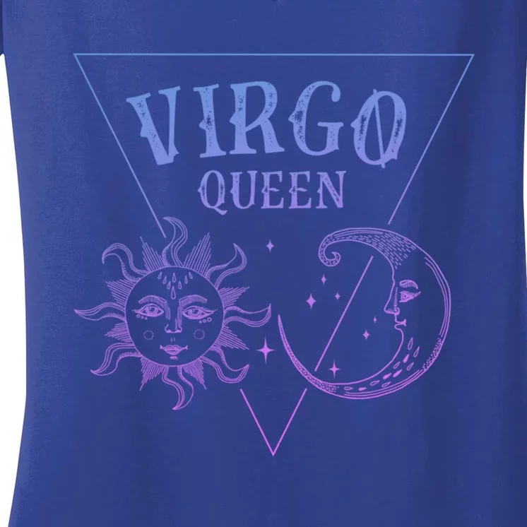 Virgo Queen / Blue Sun And Moon Virgo Birthday Astrology Great Gift Women's V-Neck T-Shirt