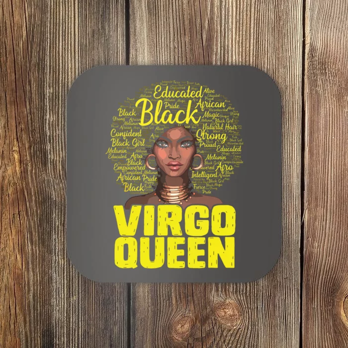 Virgo Queen Black Woman Afro Natural Hair African American Coaster