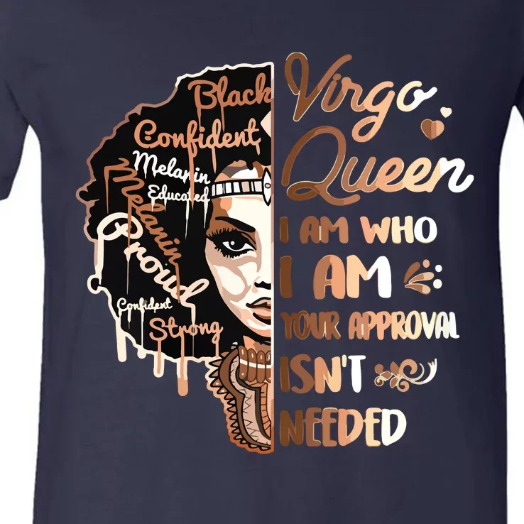 Virgo Queen Birthday Zodiac Black Women Girl V-Neck T-Shirt