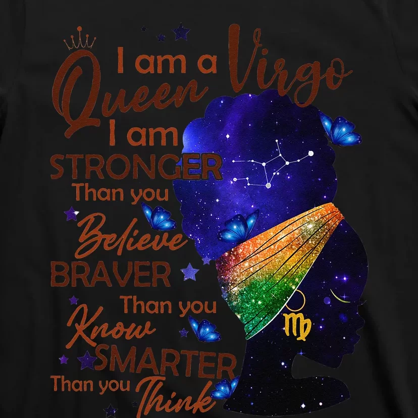 Virgo Queen I Am Stronger Birthday Gift For Black Wo T-Shirt