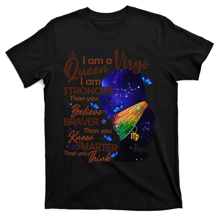 Virgo Queen I Am Stronger Birthday Gift For Black Wo T-Shirt