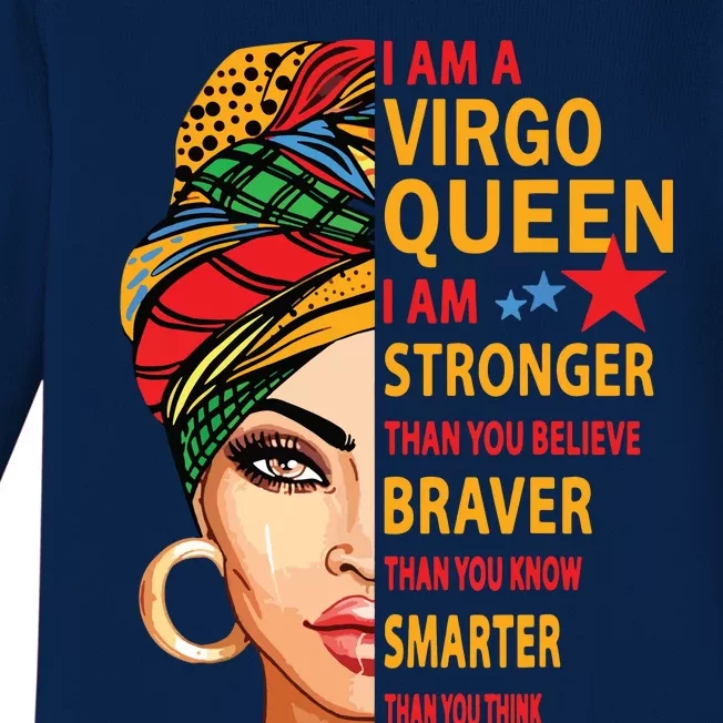 Virgo Queen I Am Stronger Birthday Gift For Virgo Zodiac Baby Long Sleeve Bodysuit