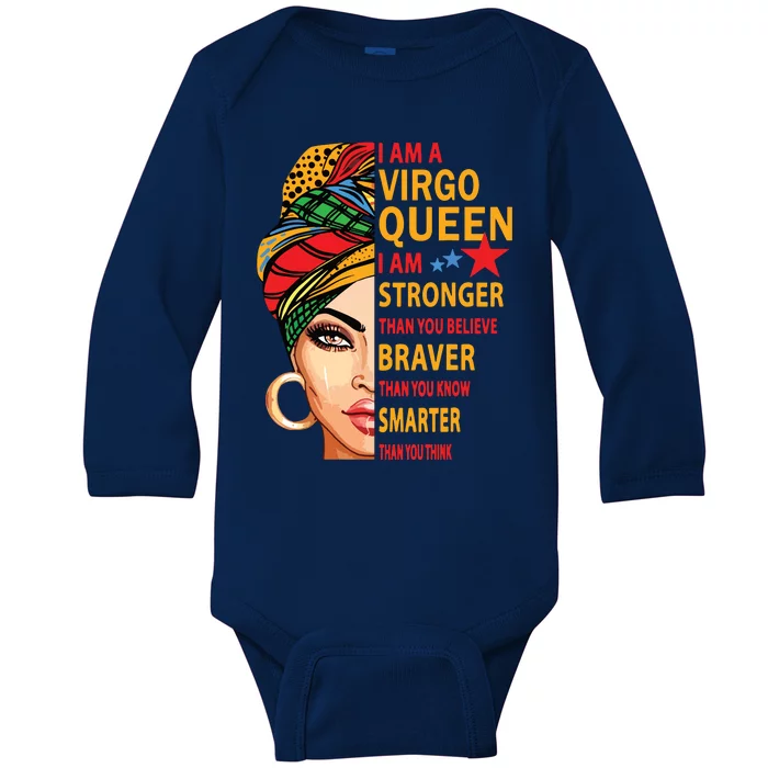 Virgo Queen I Am Stronger Birthday Gift For Virgo Zodiac Baby Long Sleeve Bodysuit