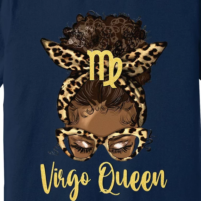 Virgo Queen Messy Bun Zodiac Birthday Black Women Premium T-Shirt