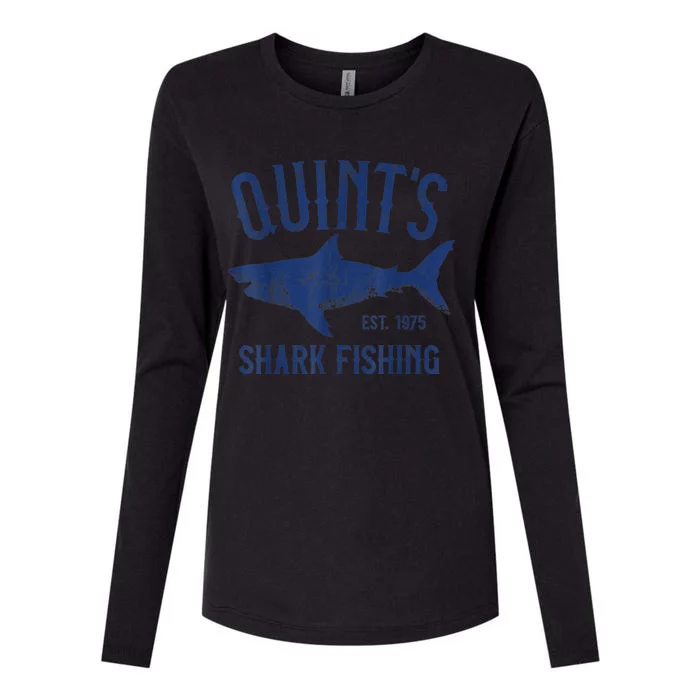 Vintage QuintS Shark Fishing 1975 Retro Womens Cotton Relaxed Long Sleeve T-Shirt