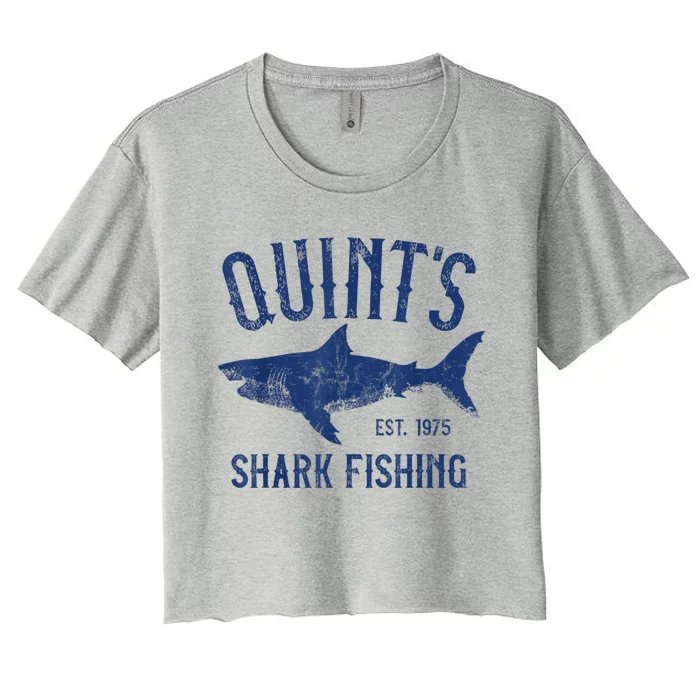 Vintage QuintS Shark Fishing 1975 Retro Women's Crop Top Tee