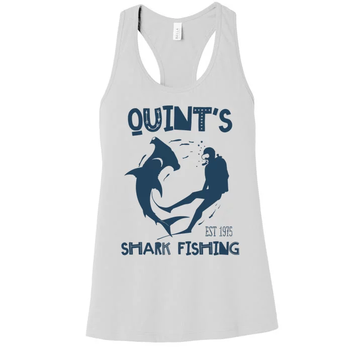 Vintage QuintS Shark Fishing 1975 Retro Women's Racerback Tank