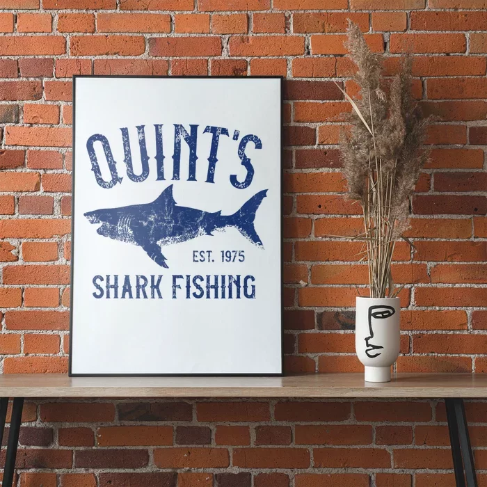 Vintage QuintS Shark Fishing 1975 Retro Poster